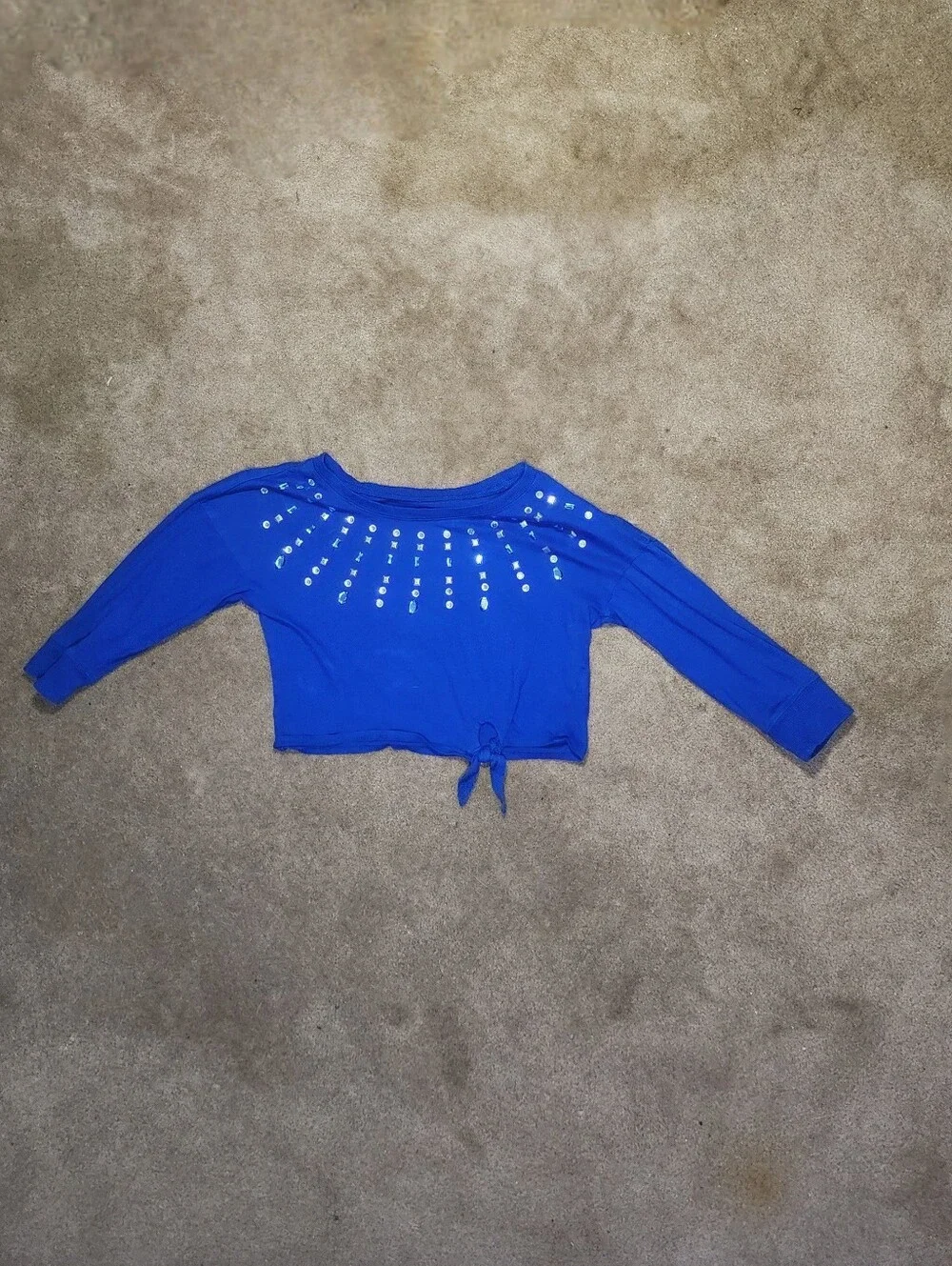 Kids Blue & White 3/4 Sleeve Top Sz 7